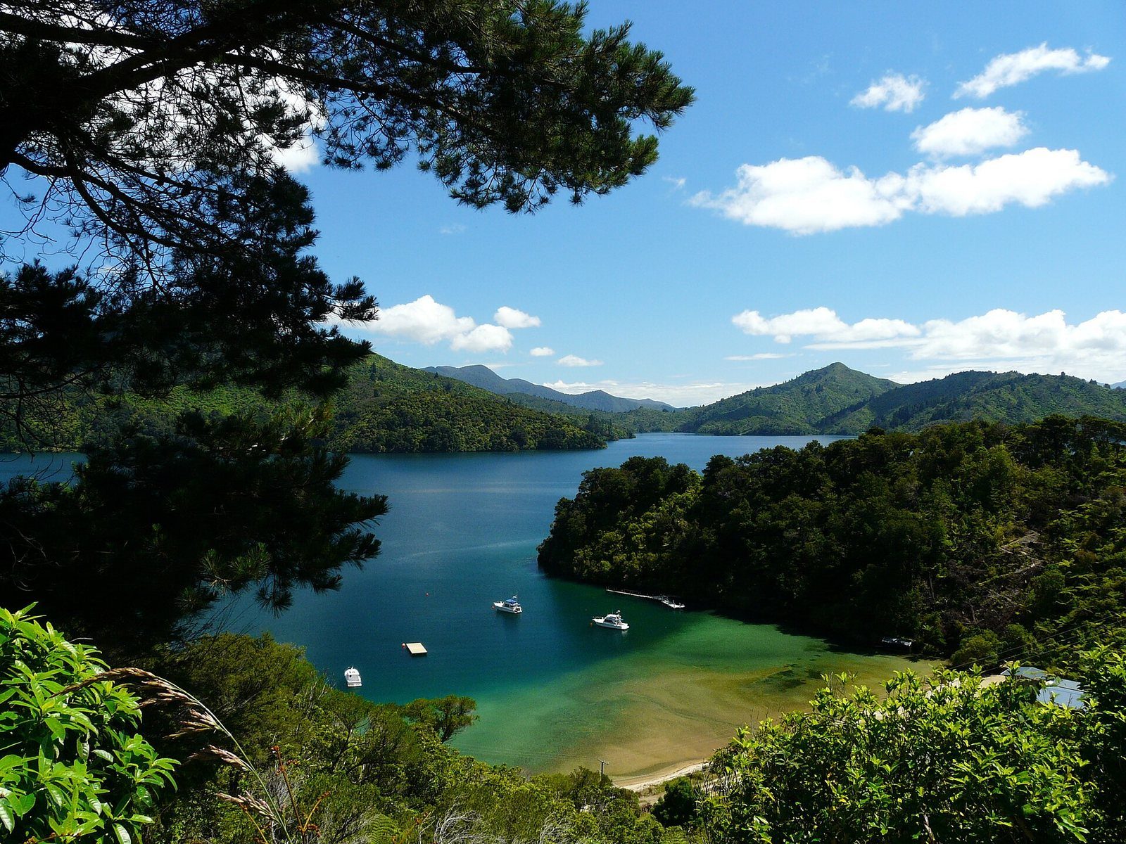 A small sheltered bay seen from the road above