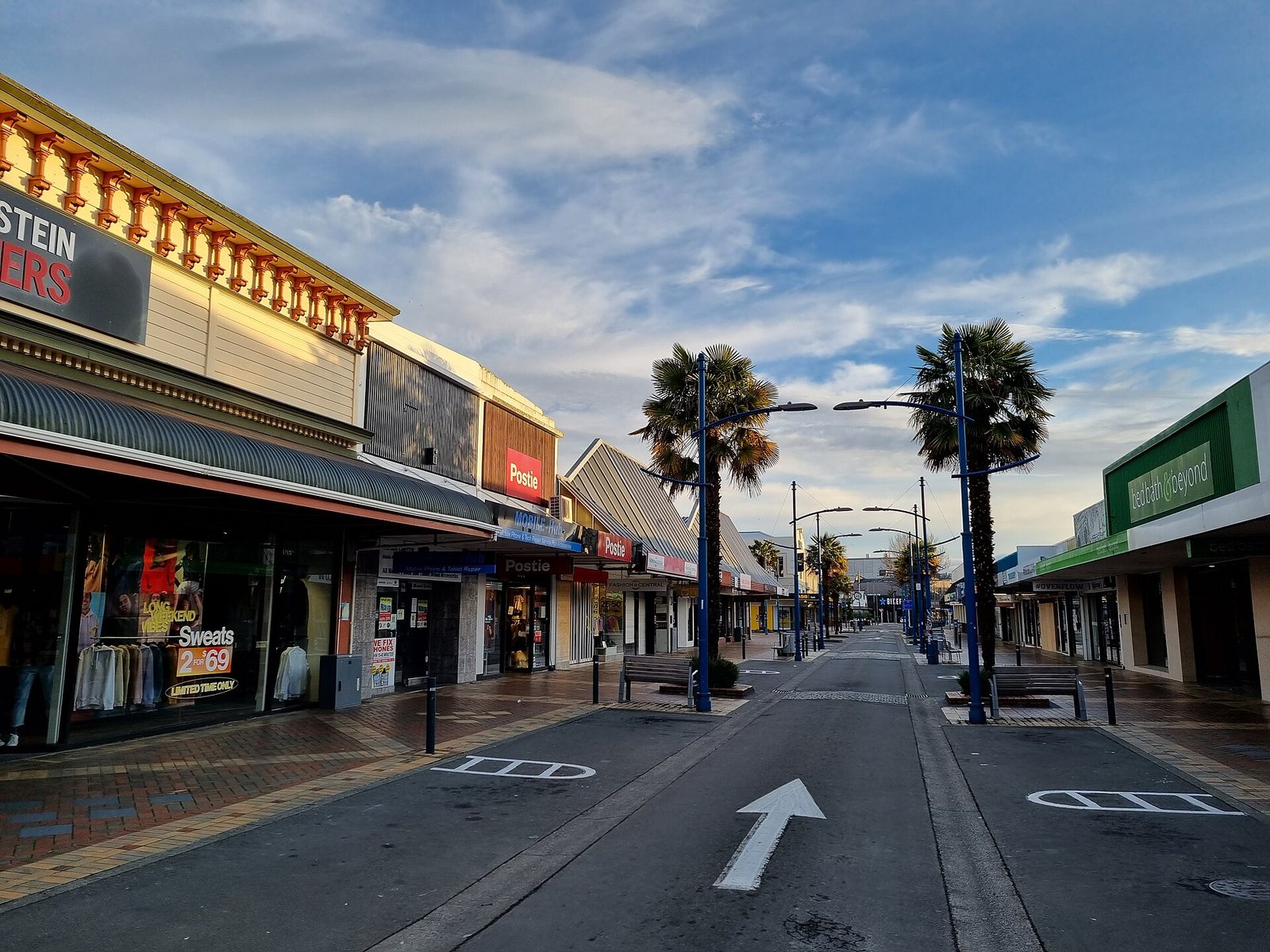 Shops along Market Street in Blenheim town centre
