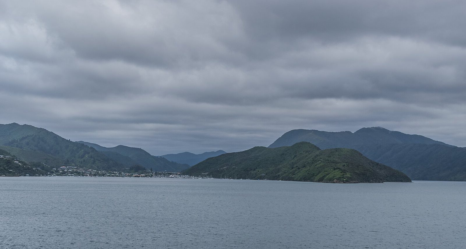 Waikawa Bay with the Snout headland reaching out into the sound